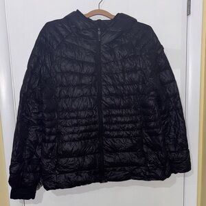 BCBGMaxAzria Black Lightweight Quilted Hooded Puffer Jacket